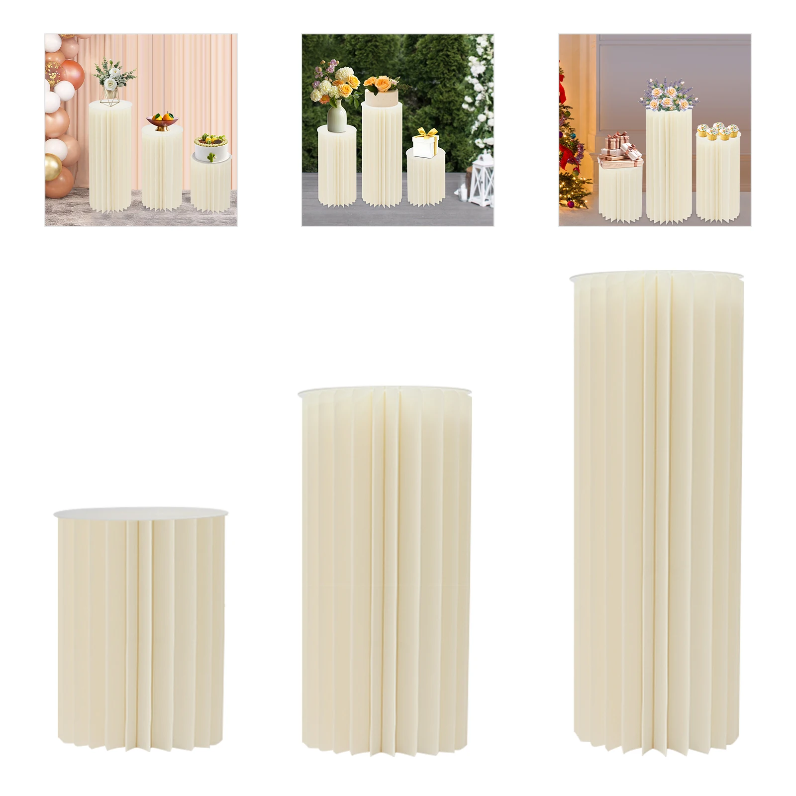 

3 Pcs Wedding Centerpieces Cardboard Vases, 15.7in+23.6in+31.5in Tall Flower Vase Foldable Centerpiece Display