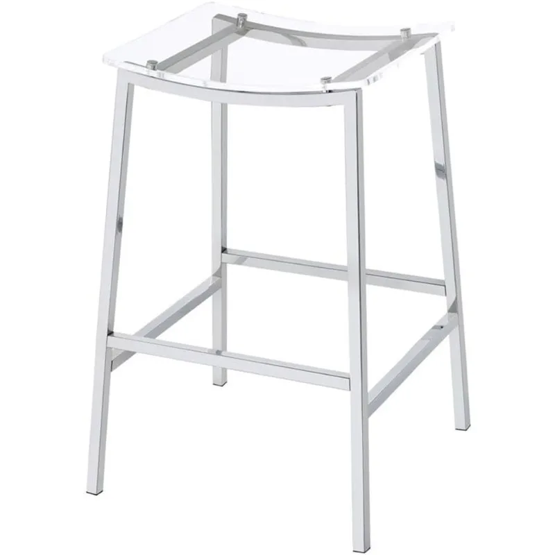 ของตกแต่งบ้าน 2 ชิ้น เก้าอี้เคาน์เตอร์อะคริลิคไม่มีพนักพิง โครงโครเมี่ยม ที่วางเท้า - ห้องครัว, ห้องรับประทานอาหาร