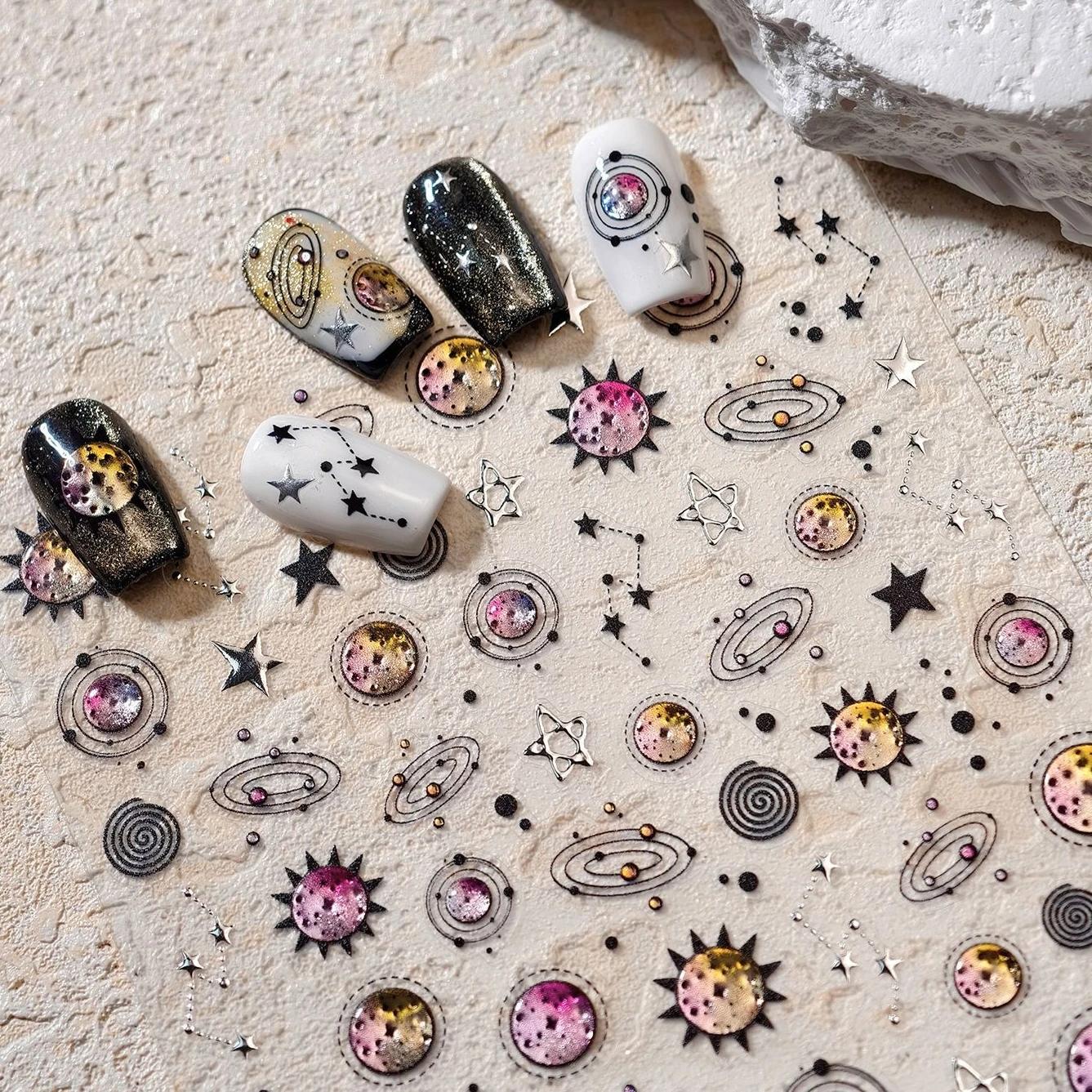 Gelatina Colorata Pianeta Starburst Sun Asterismo Cintura planetaria Costellazione Cartoon Decorazioni per unghie Adesivi Decalcomanie per manicure