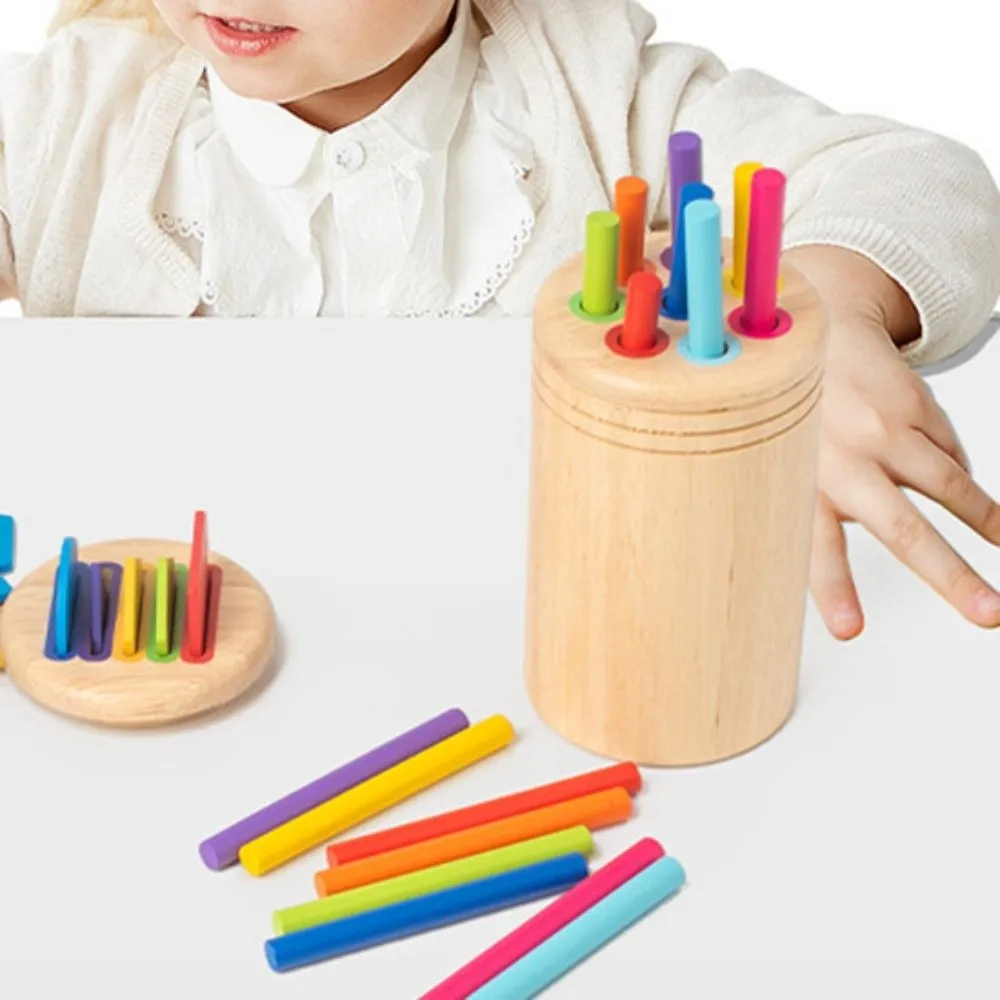 Zabawki Montessori do sortowania kolorów, drewniane zabawki edukacyjne do wczesnej nauki dopasowywania kształtów, rozwijające umiejętności manualne i trening poznawczy.