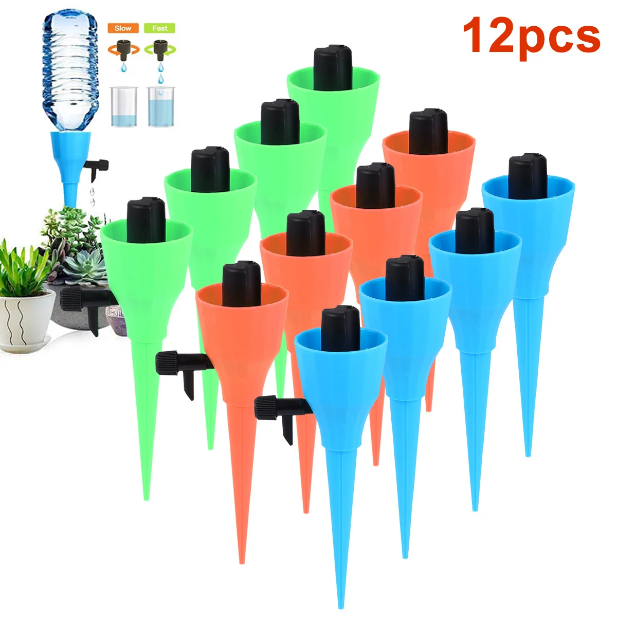 

12Pcs Automatic Device for Plants Premium PP Drip Irrigation System Adjustable Flow Garden Tool for Home Travel Use