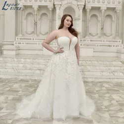 LAYOUT NICEB Plus Size Wedding Dress Strapless Sweetheart Appliques Luxury Bride Gown A-Line Tulle vestido femininos Customized