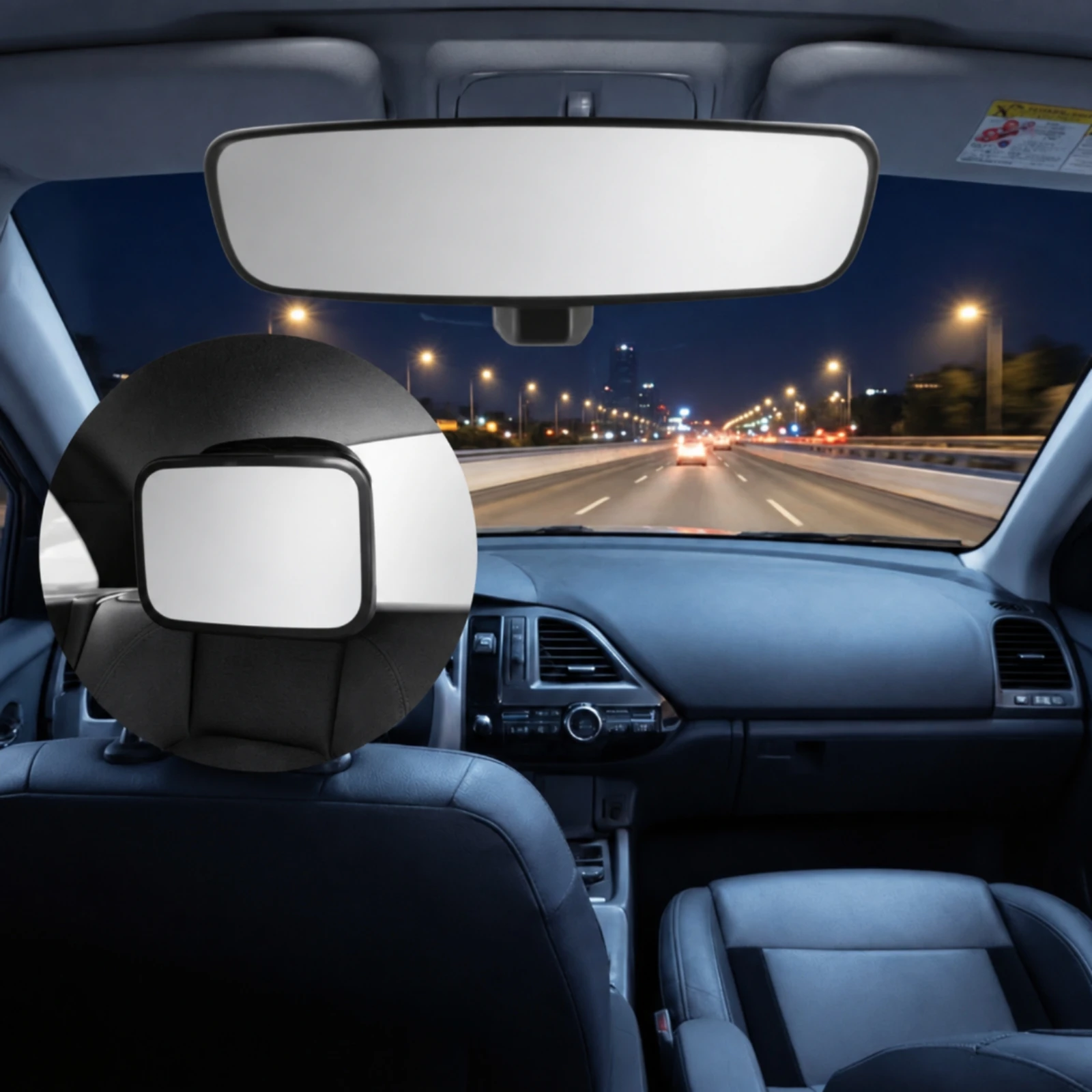 Backseat Baby Viewing Mirror Shatterproof Headrest-Mounted Baby Mirror Hands-Complimentary Crystal Clear for Parents