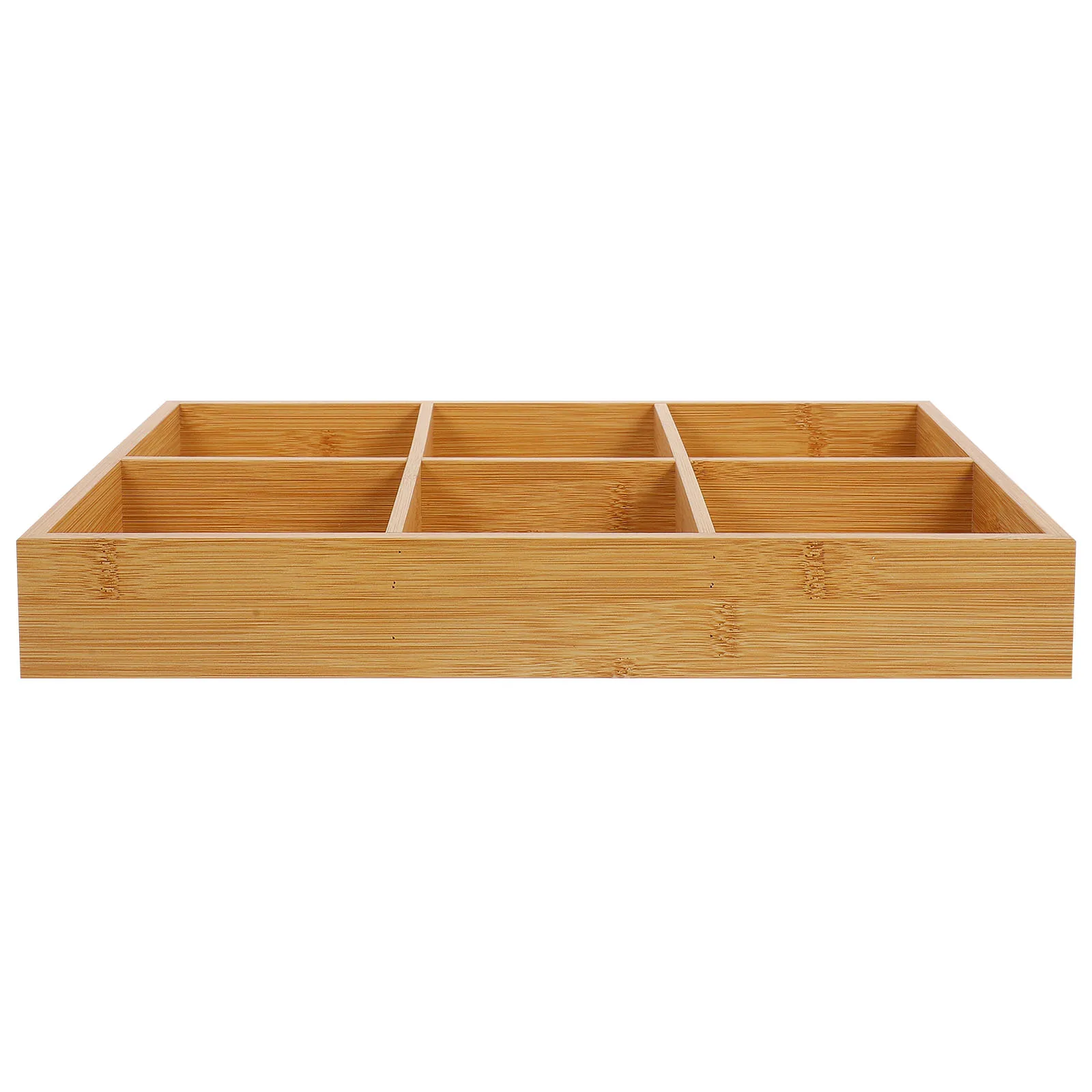 

6 Compartments Bamboo Crayon Storage Tray Home Supplies Divided Platter Kids Watercolor Organizer Housewares