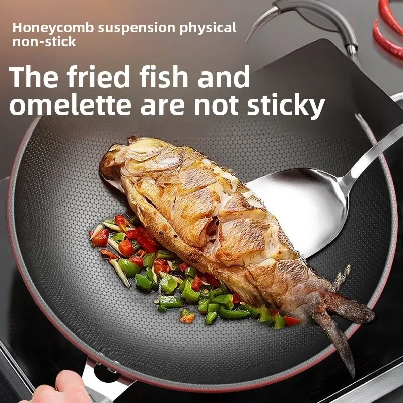 34cm32cm30cm frying pan Non-stick household frying pan less oil smoke iron pot induction cooker gas universal