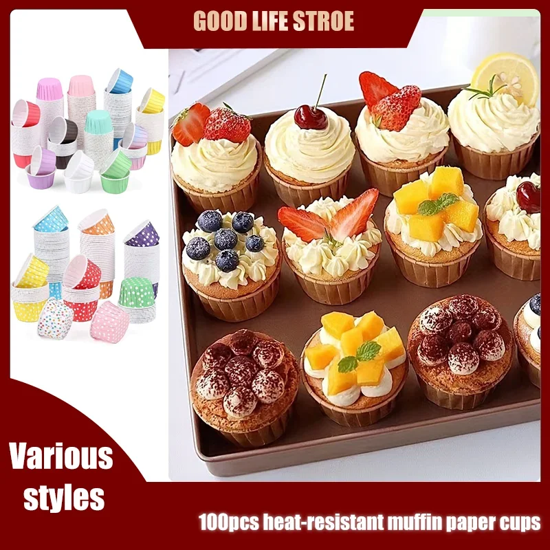 

100pcs muffin paper cups baking cake tools heat-resistant cake cups cup Paper or Wedding Party Oilproof disposable Wrapper