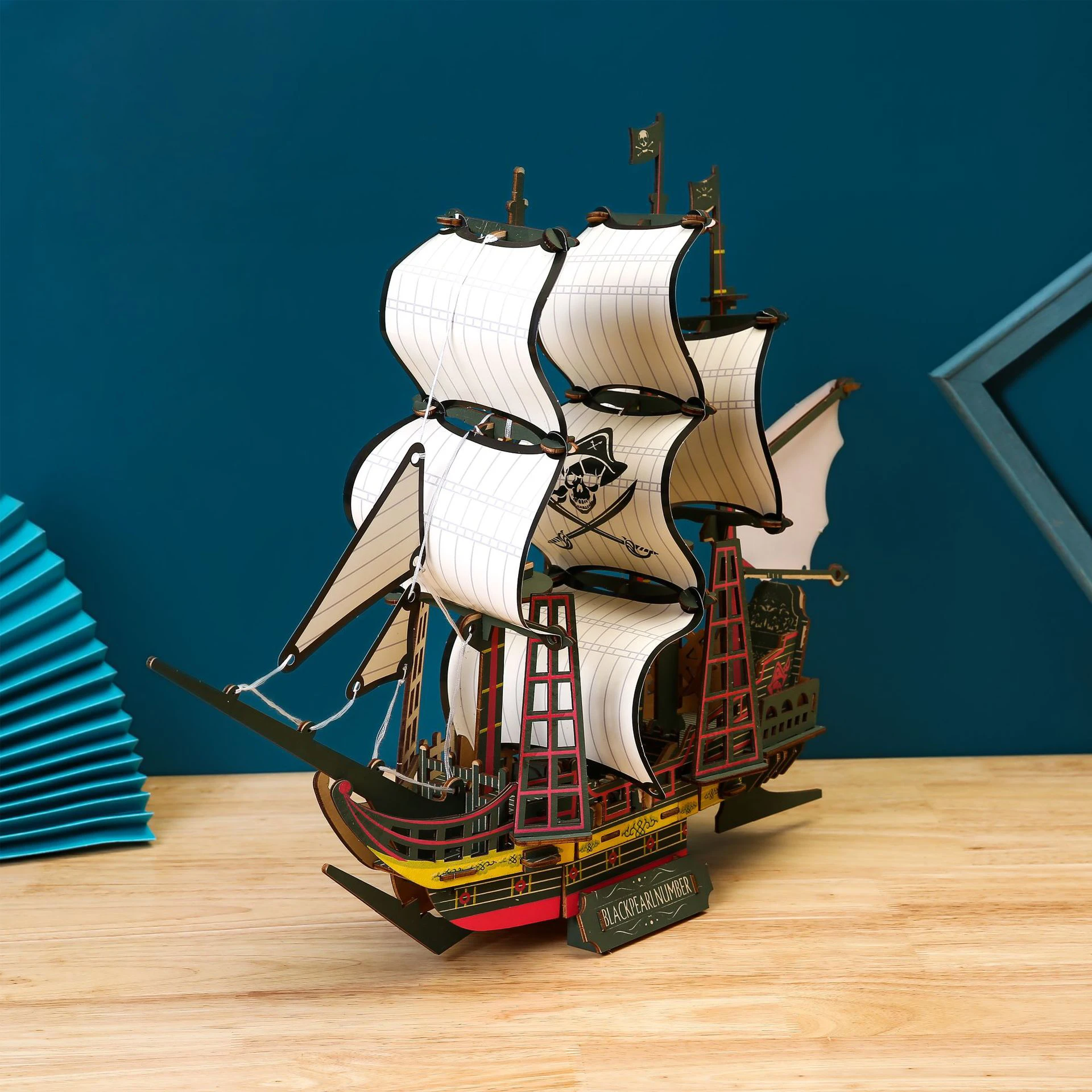 3D Three-Dimensional Sailing Ship Warship Pirate Ship Wooden Three-Dimensional Puzzle Model Educational Handmade Toys