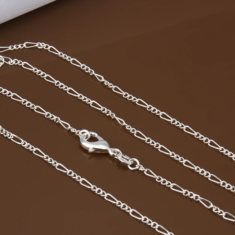 Silver 925 printed 2MM three room one three to one fashionable European and American chain necklace for men and women's jewelry