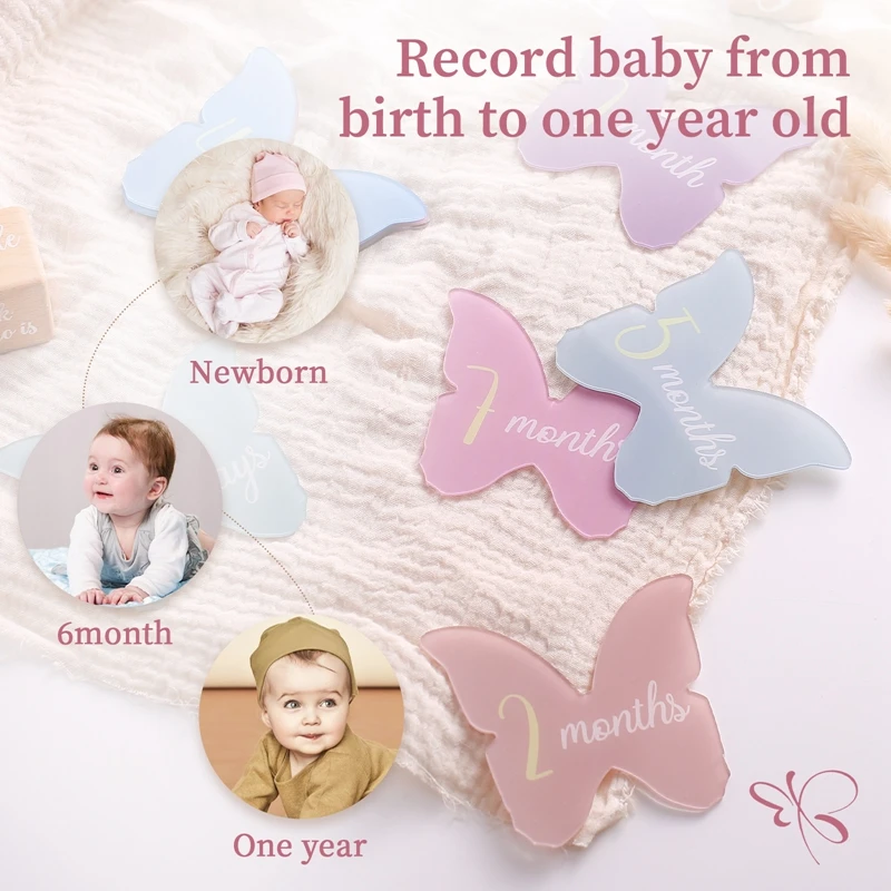 Baby Wooden Milestone grow commemorate 0-12Month Newborn Number Cartoon design Photogroph Accessories Infant Grow Souvenir Cards