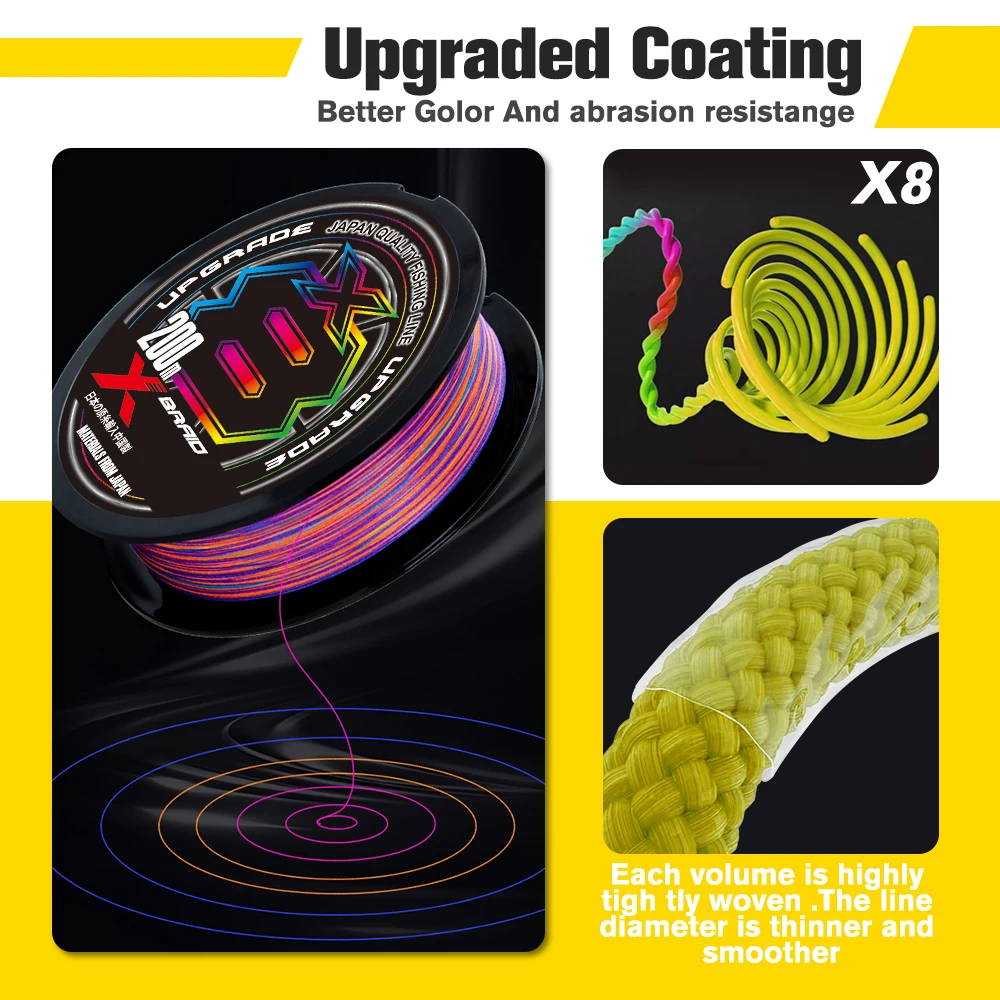 Imagem -02 - Gsoul-multifilament Braid Fishing Line Vertentes Melhor Linha de Pesca Trançada Multicolor Original do Japão 8x 14lb80lb 200m