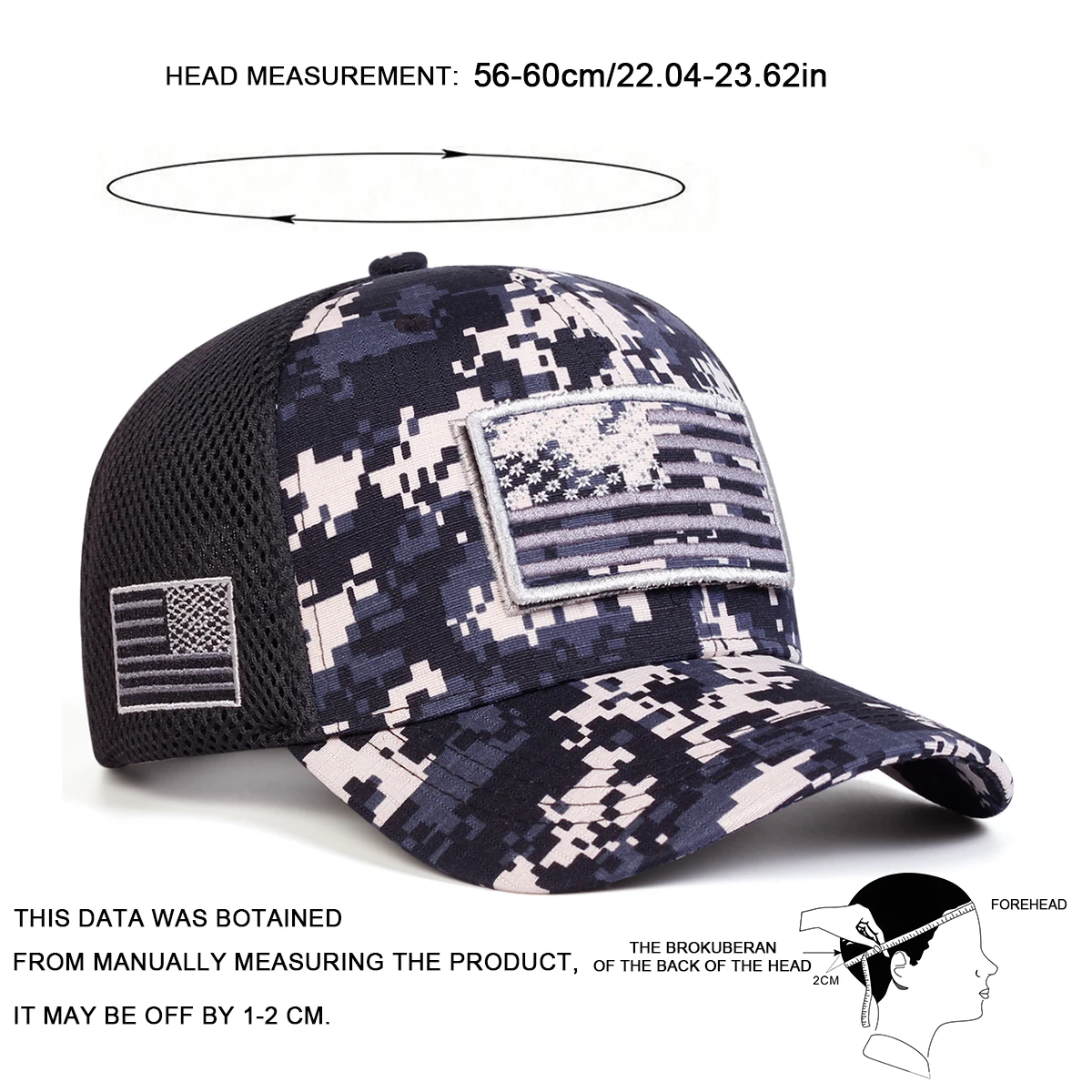 Unisex Amerikanische Flagge Stickerei Camouflage Baseball Net Caps Frühling Sommer Outdoor Einstellbare Casual Hüte Sonnenschutz Hut Kappe – Detail 9