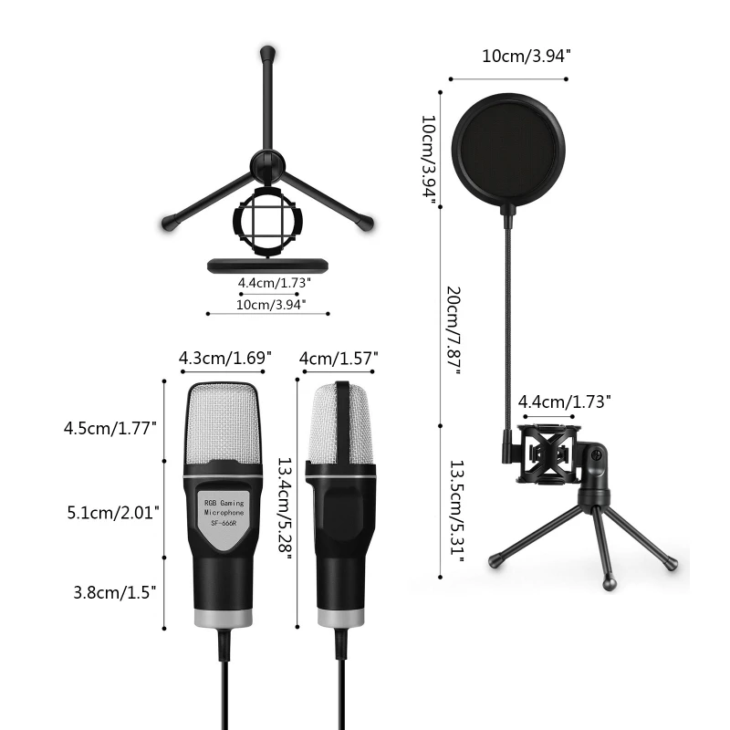 Micrô động có dây RGB USB Micro điện dung Sử dụng rộng rãi Micro điện dung E8BA