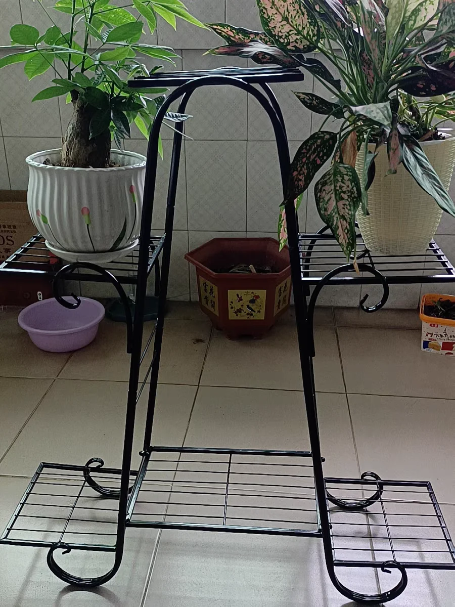 European Style Iron Flower Stand Floor Type Plant Stand Balcony Living Room Indoor Multi Layer Flower Shelf Furniture