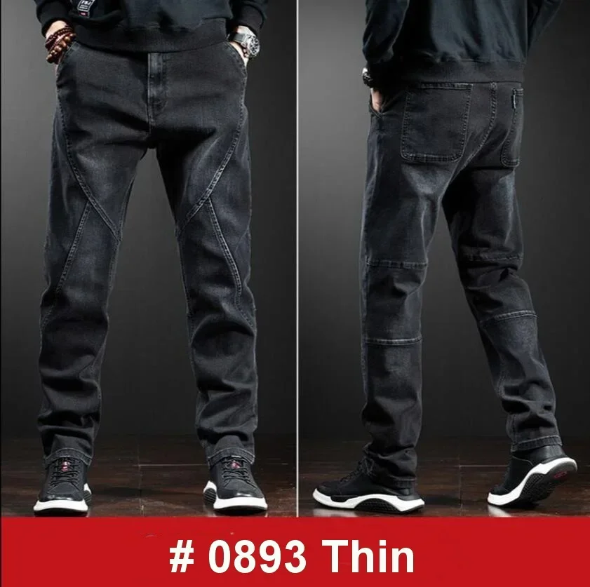 Men Jeans Loose Baggy Denim Pants Men Cargo Trousers Patchwork Casual Pants Size 28-44