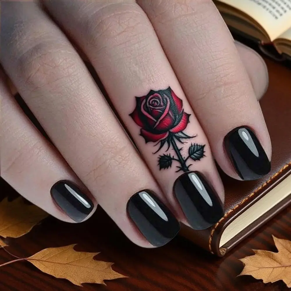 24 szt Granatowy akryl do prasowania na paznokcie z klejem Naklejka Krótki kwadratowy sztuczny paznokieć do projektowania DIY Pełne narzędzie do manicure palców — zdjęcie 3