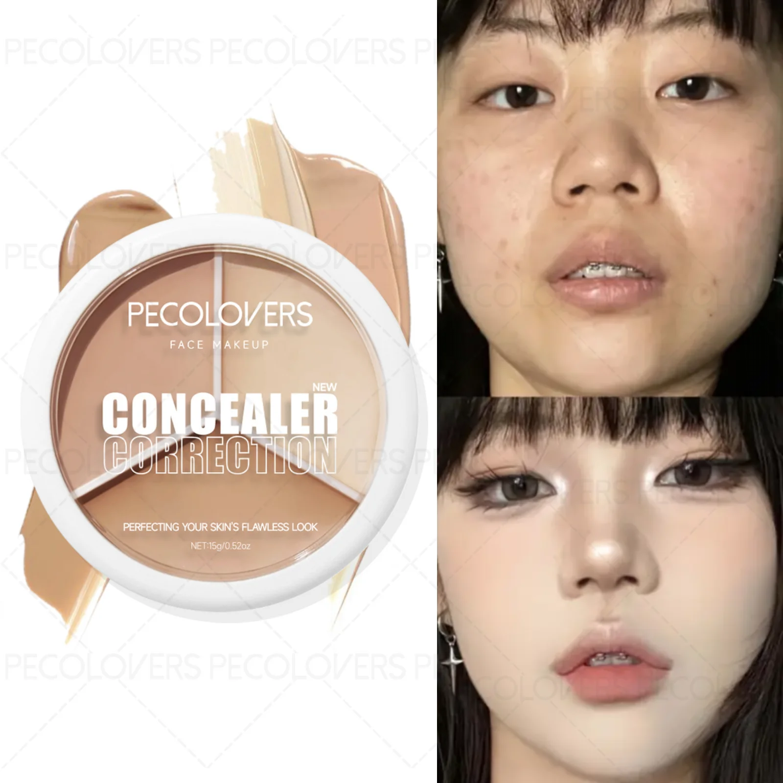 1PC Superimposed, Naturally Covered with Imperfections, Brightening, Three-color Concealer, Christmas Halloween Holiday Gift