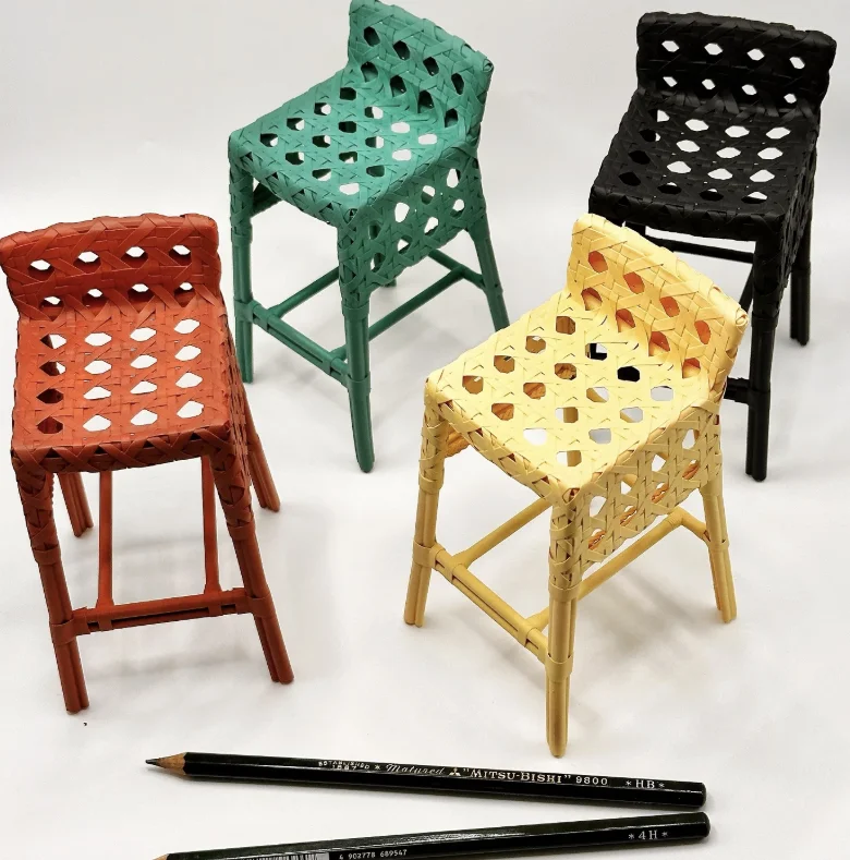 1:12 & 1:6 Miniature Vintage Chairs Linen Cushion Dining Chair Rattan Bar Stool Harp Armchair for BJD Dollhouse Furniture Decor view 6