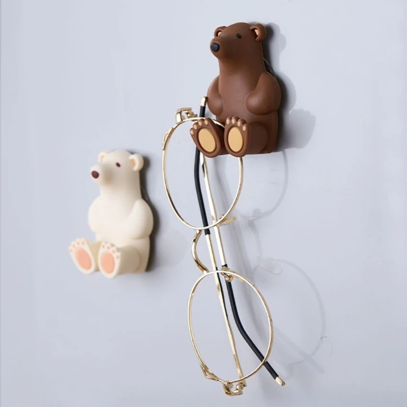 Multipurpose Wall Mounted Cartoon Bear Toothbrush Holder Draining Organization Rack for Children Girl Boys Bathroom B03E