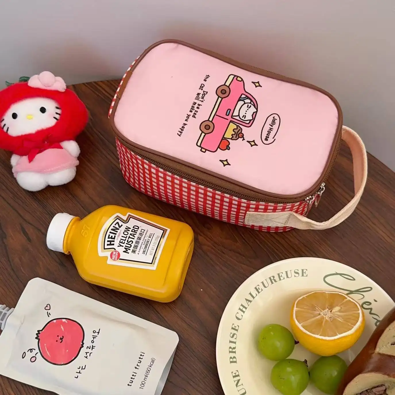 Niedliche tragbare Lunchbox-Tasche, große isolierte Tasche für Studenten und Büroangestellte, Frühstückstasche mit hohem ästhetischem Wert – Detail 1