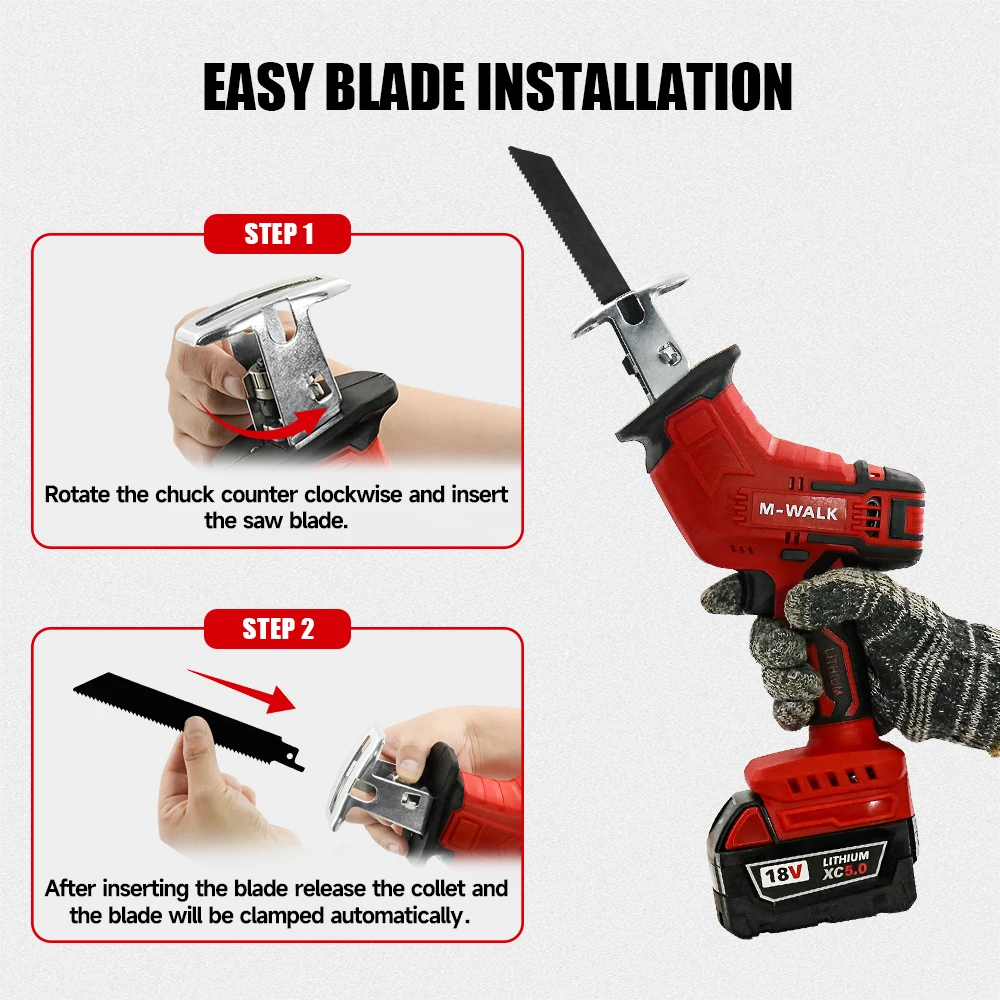 

For Milwaukee 18V Battery Pin M-WALK Brushless Reciprocating Saw Cutting Metal Wood Pipe Variable Speed Control Power Tools