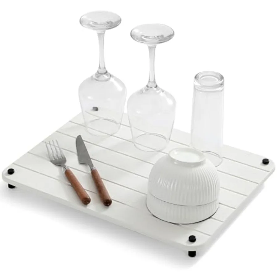 

Stone Dish Drying Mat for Kitchen Counter Water Absorbing Bathroom Tray Sink Organizer Diatomaceous Earth Countertop Dish Rack