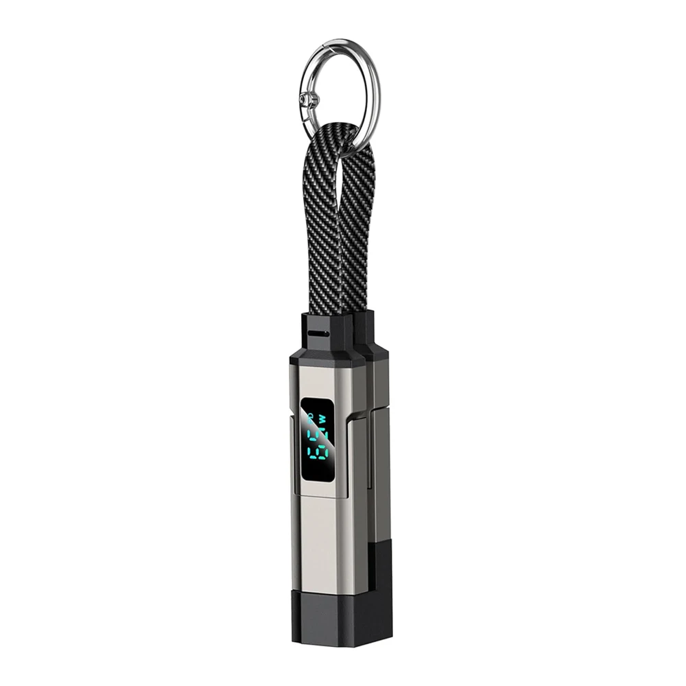 Aoifn 4-in-1 Ladekabel, Schlüsselanhänger USB-C Schnellladekabel mit LED-Leistungsanzeige, Tragbares Multikabel für Handy und Tablet