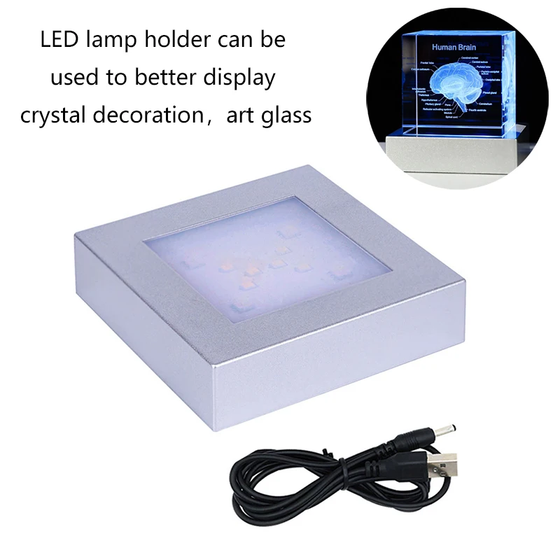 Black/silver Display Base LED Display Base Color Changing Light Stand with USB Cable for Crystal Ornament Jewelry LED Base
