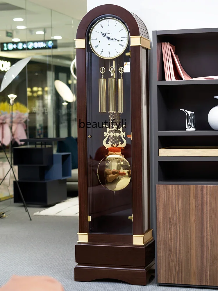 European-Style the Grandfather Clock Living Room Light Luxury Mechanical Vertical Clock Solid Wood the Grandfather Clock