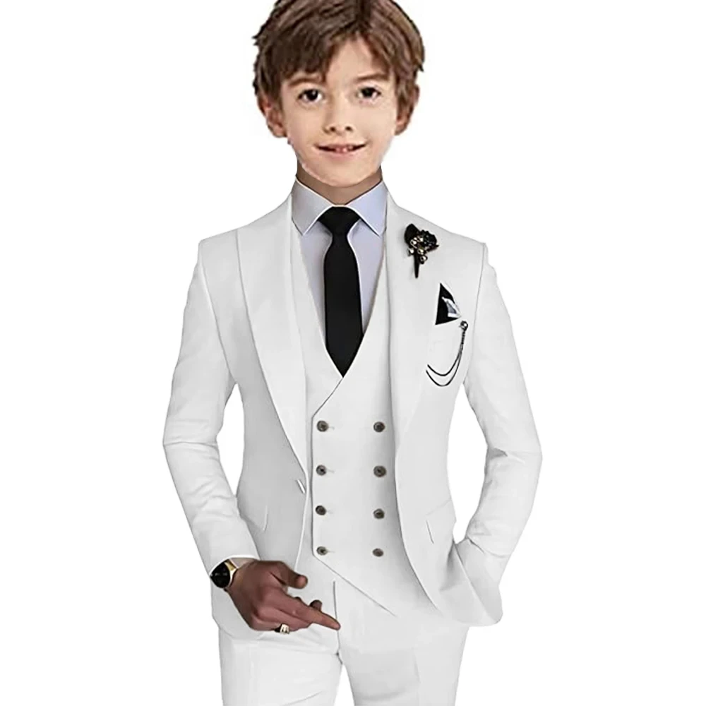 Boys 3 Piece Suit Jackets Double Breasted Vest Tuxedo Suits for Children 2-16 Years Old Colorful Kids Outfit Prom Party