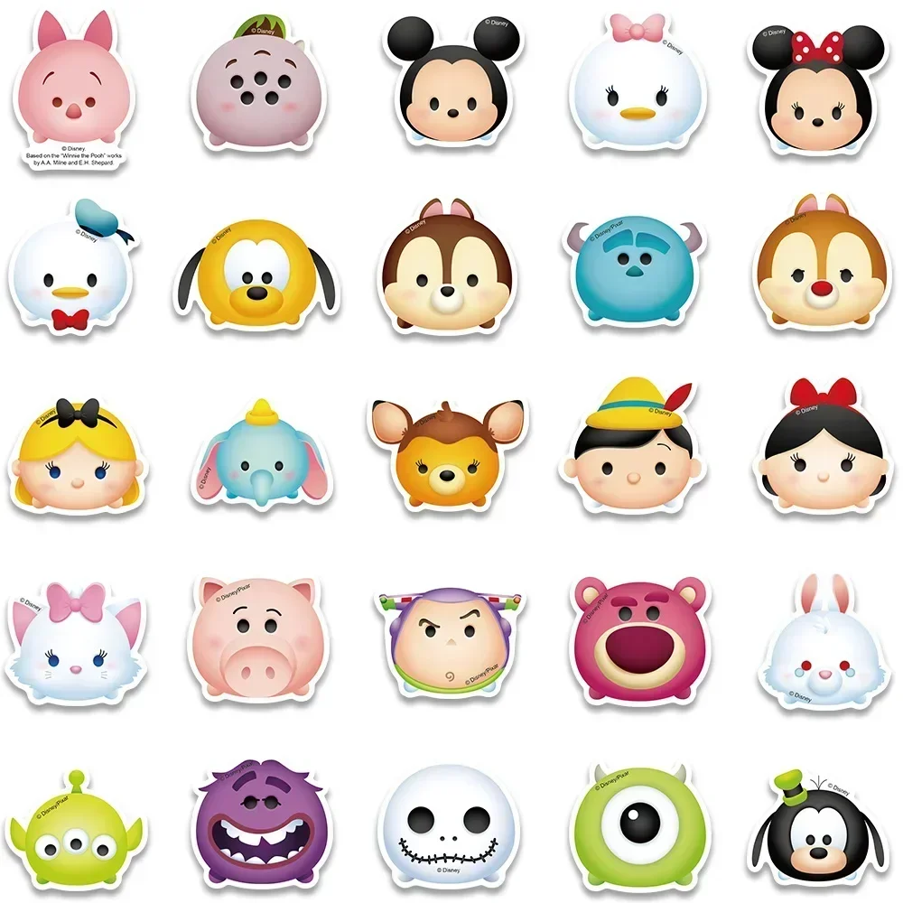 50pcs Disney Mix Cartoon Stickers Tsum Tsum Stitch Micky Princess Graffiti Decals Laptop Luggage Waterproof Sticker Kid Gift