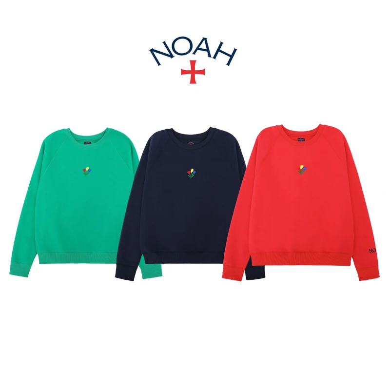 2024ss Men Women Fashion New NOAH Hoodie High Quality Tulip Embroidery Round Neck Pullover Fleecing Noah Hooded Sweatshirts