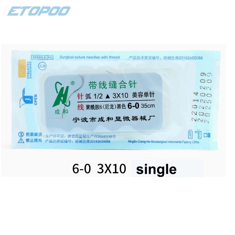 10 pz/lotto Strumenti di Trucco/accessori Ago di Sutura microchirurgia nylon monofilamento filo triangolo testa ago singolo e doppio bisogno