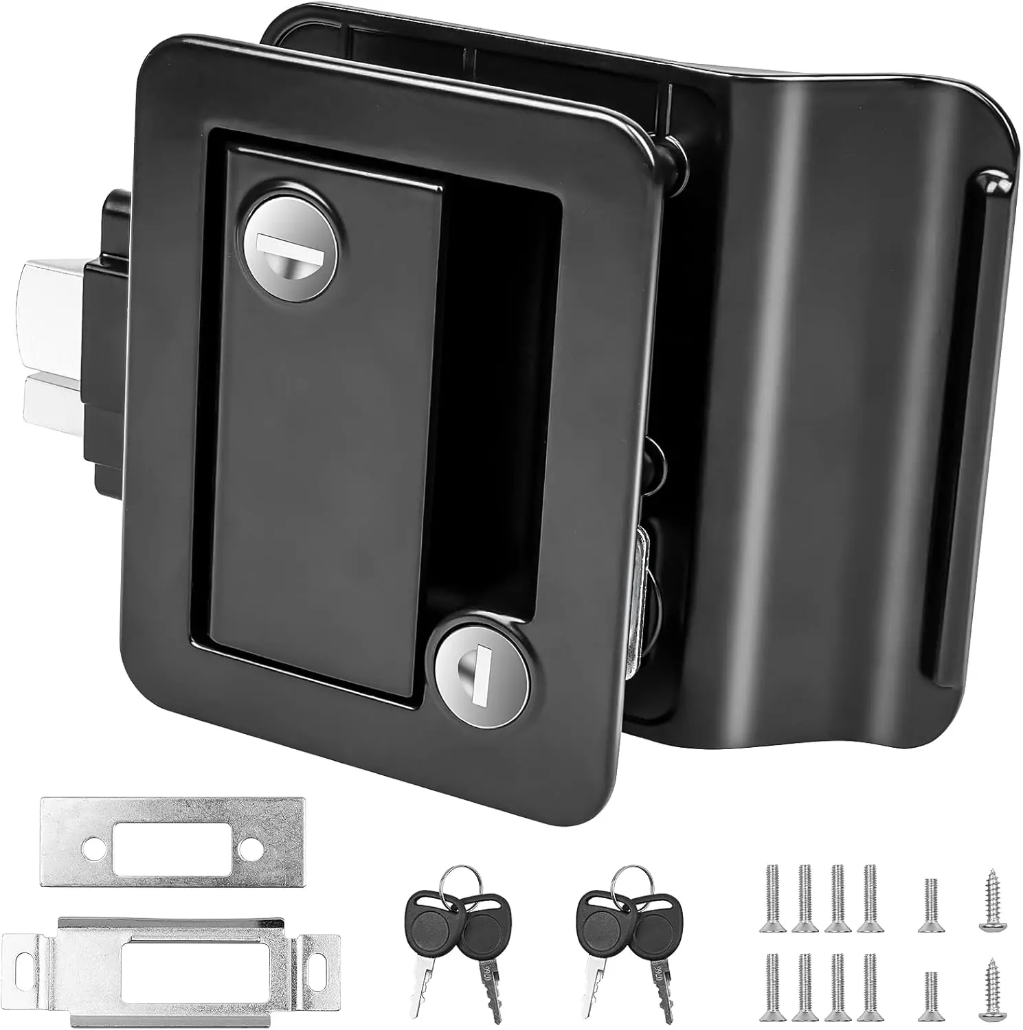 

RV Door Lock Replacement, Upgraded RV Door Latch with Paddle Deadbolt 4 Keys, Camper Lock for Travel Trailers Horse Cargo Hauler