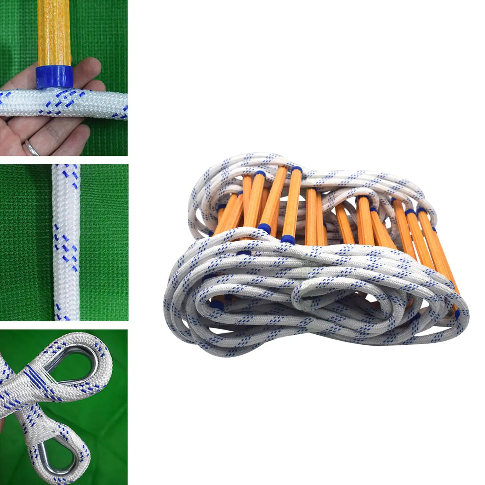 300cm Fire Ladder Soft Rope Reusable with Hooks Flame Resistant Fast to Deploy for Work Climbing Engineering Outdoor