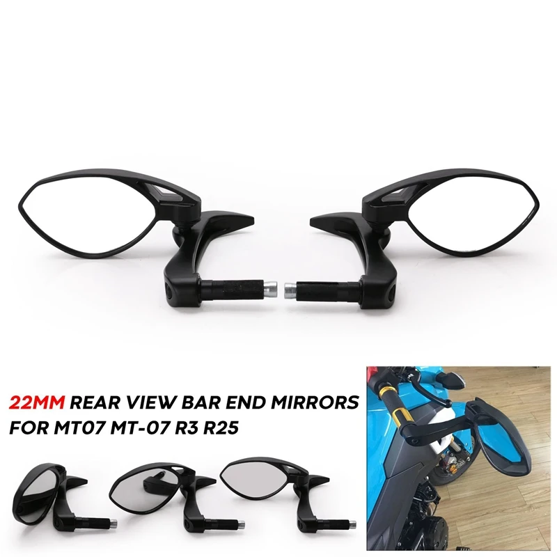 Motorcycle Rearview Mirror 22Mm Hand Brake Clutch Lever Side Mirror For Yamaha MT07 MT-07 R3 R25