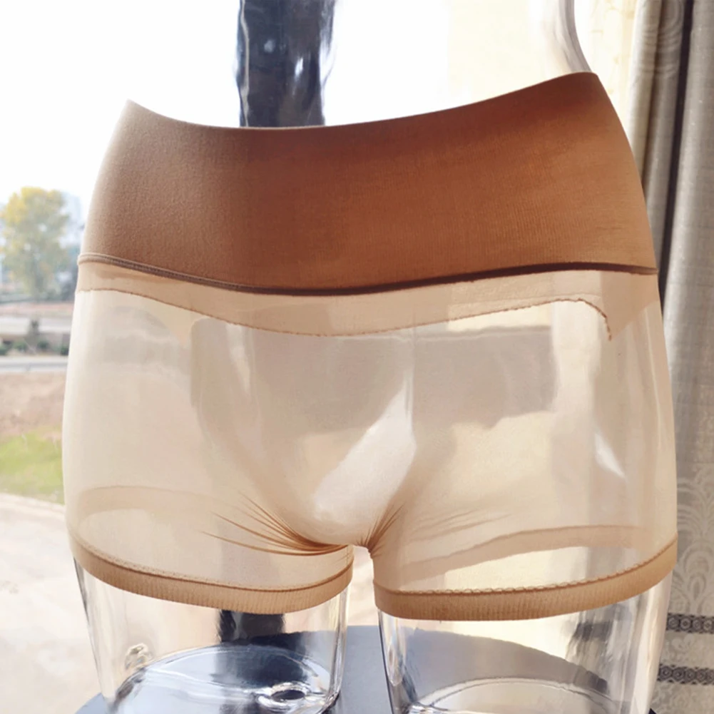 Męskie przezroczyste kąpielówki ultracienkie spodenki bezszwowe przezroczyste pończochy bielizna seksowne rajstopy kalesony bielizna Sissy