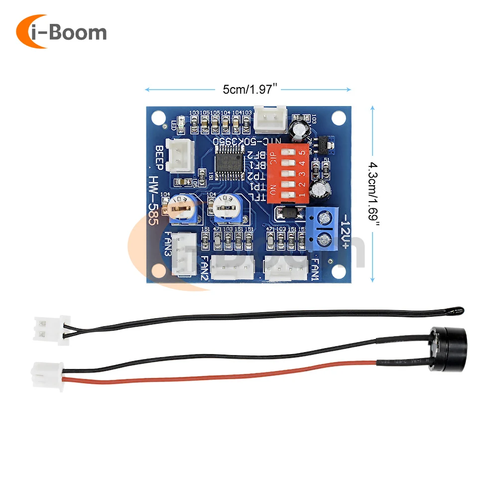 12V 4-Wire Temperature Controlled PWM Fan Speed Module DC Motor Speed Controller with Temperature Probe