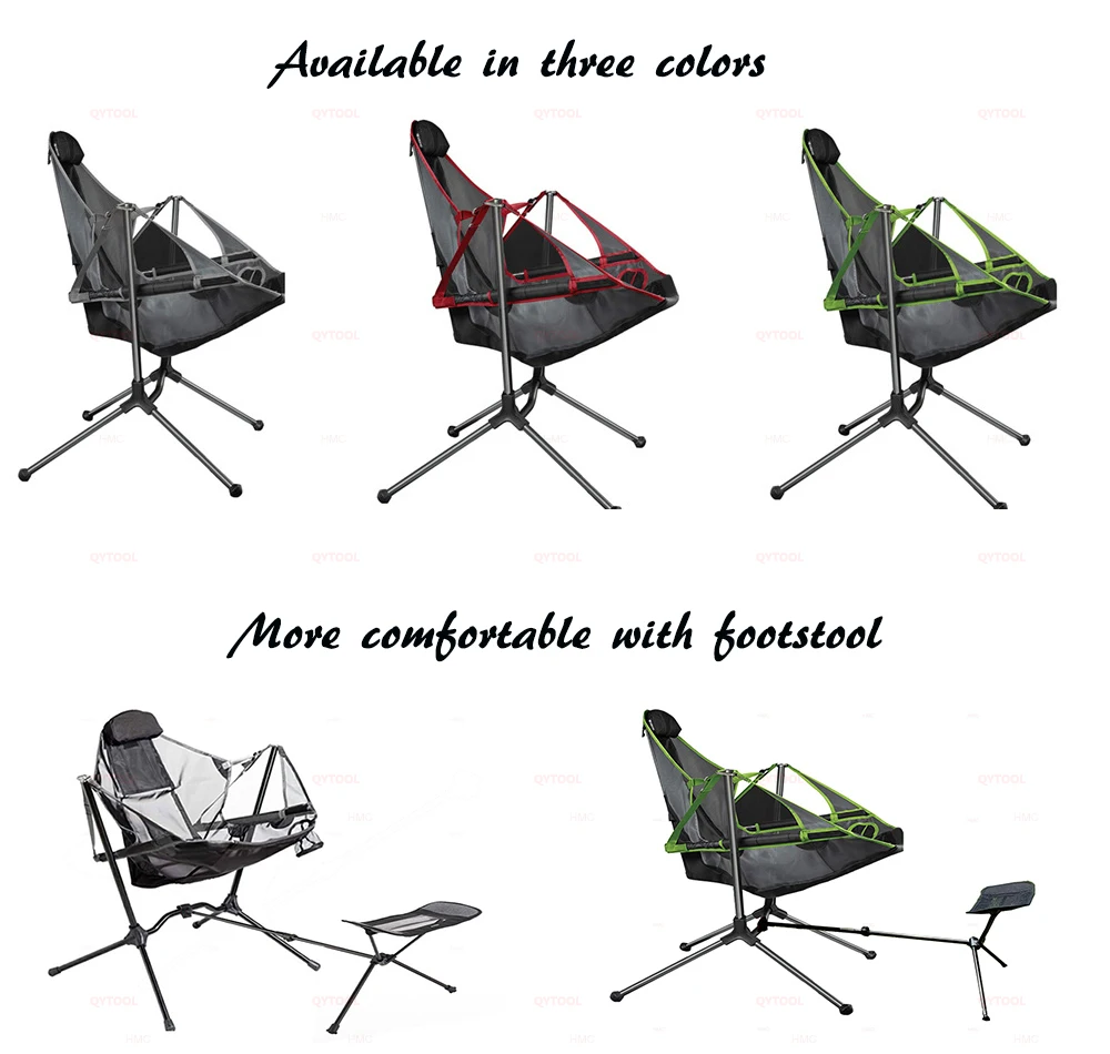 Rocking Chair Camping Folding Adjustable Balancin Chair Garden Leisure Swing Outdoor Portable Beach Chair BBQ Picnic Footstool