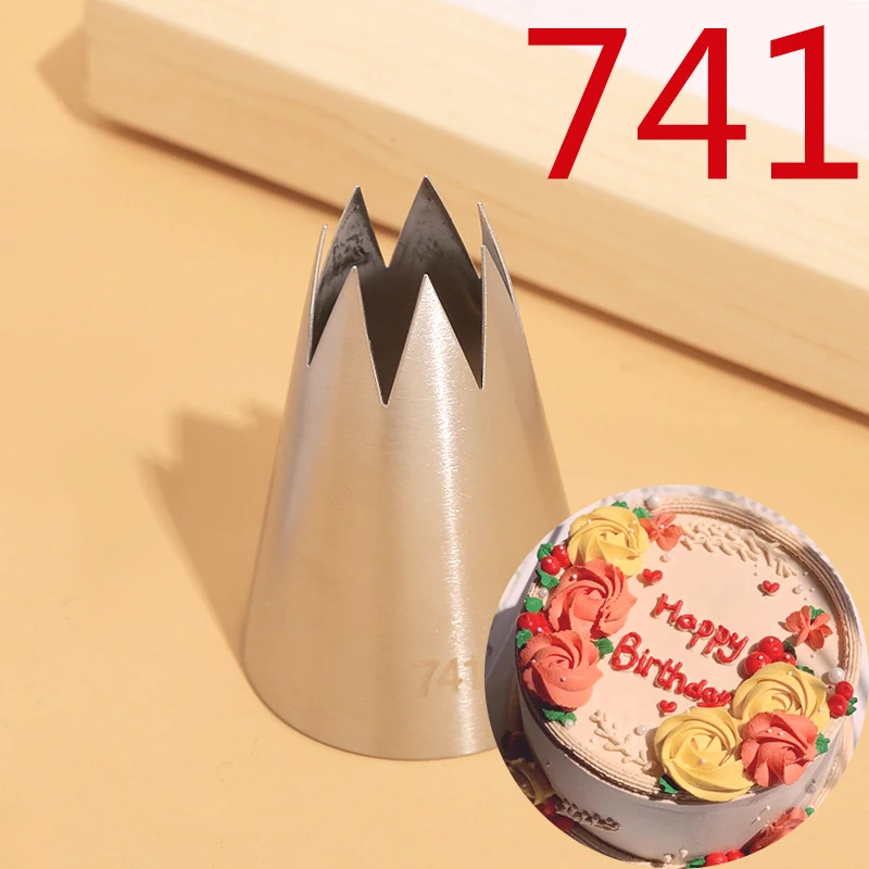 BCMJHWT #741 Large Russian Rose Flower Pastry Nozzle 7 Teeth Open Star Icing Piping Cream Nozzles For Cake Decorating Tips