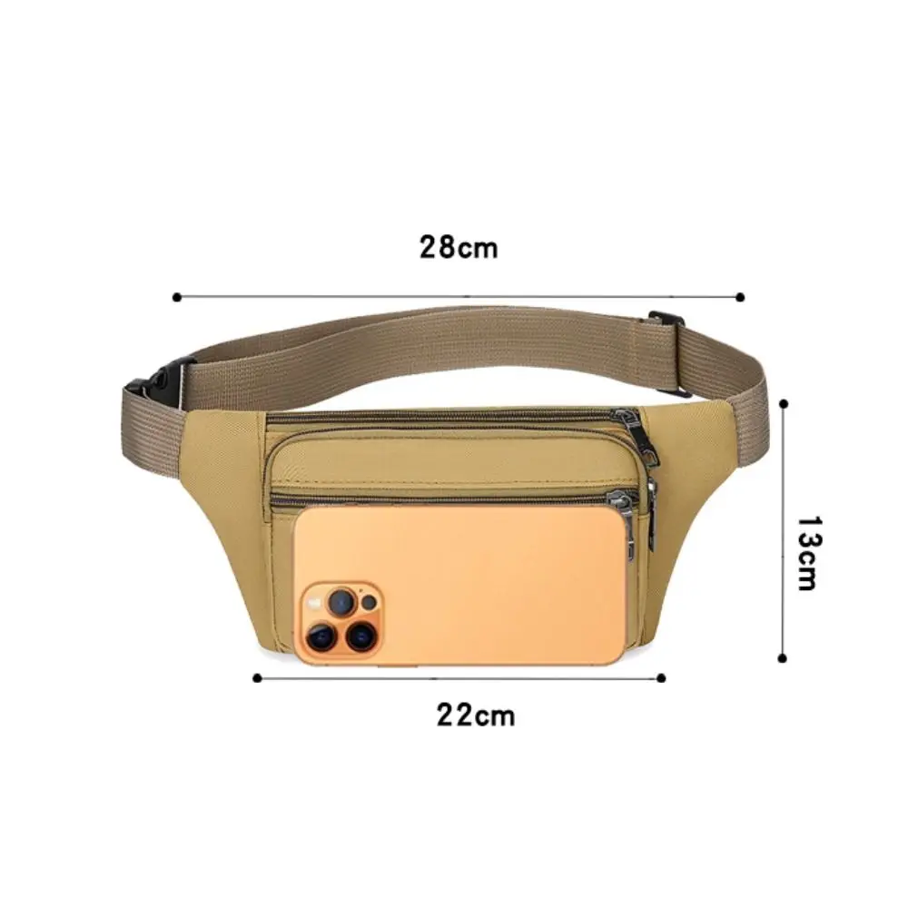 Canvas Waist Bag Multi-compartment Sports Chest Bag Small Cloth Bag Mobile Phone Bag Fitness Bag Multi-functional Wallet