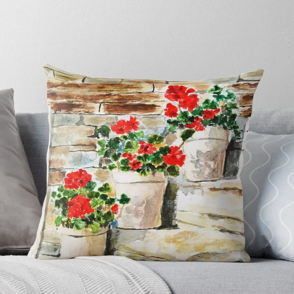 

red geranium outside window Throw Pillow Cusions Cover Pillowcases Cushion Covers Sofa