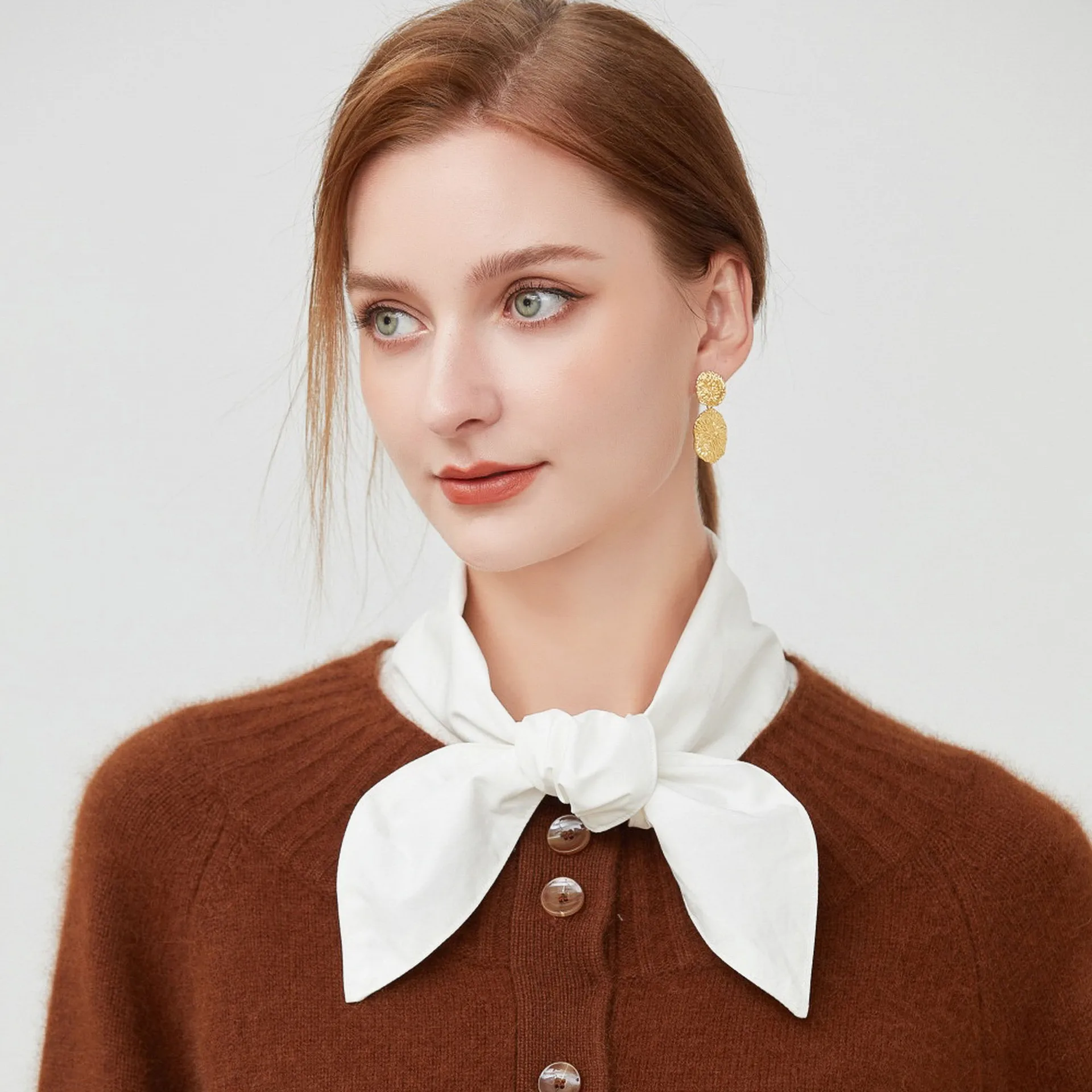 Women Stand Bowknots Fake Collar Shirt Front Ties Detachable Collars Removable White False Collar Girls Fuax Cols Accessory