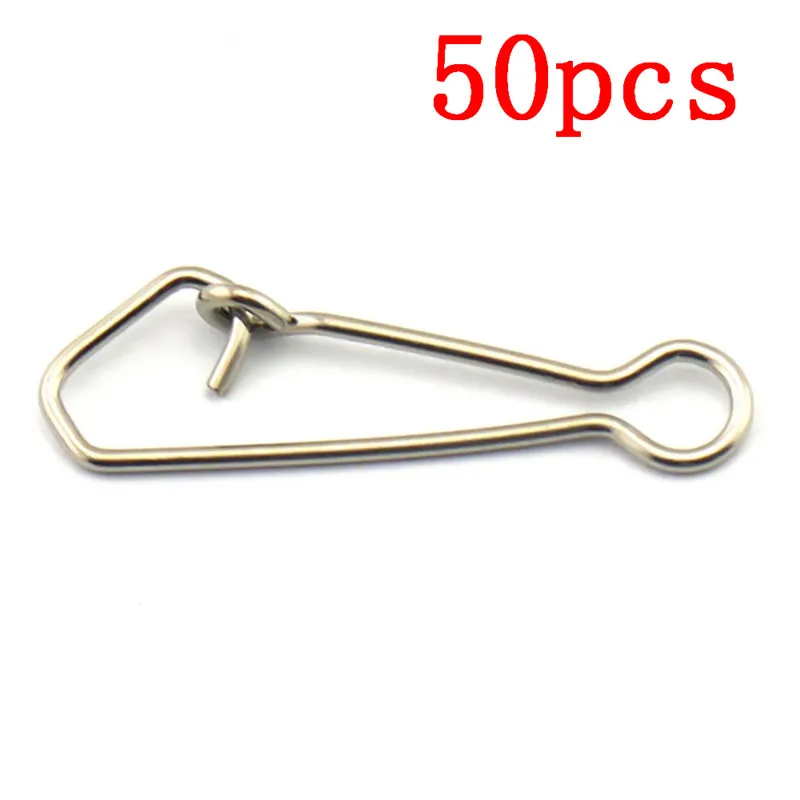 50pcs Fishing Hooked Snap Swivel Stainless Steel Fishing Snap Swivels Hook Lure Connector Fishing Gear Tackle Accessories