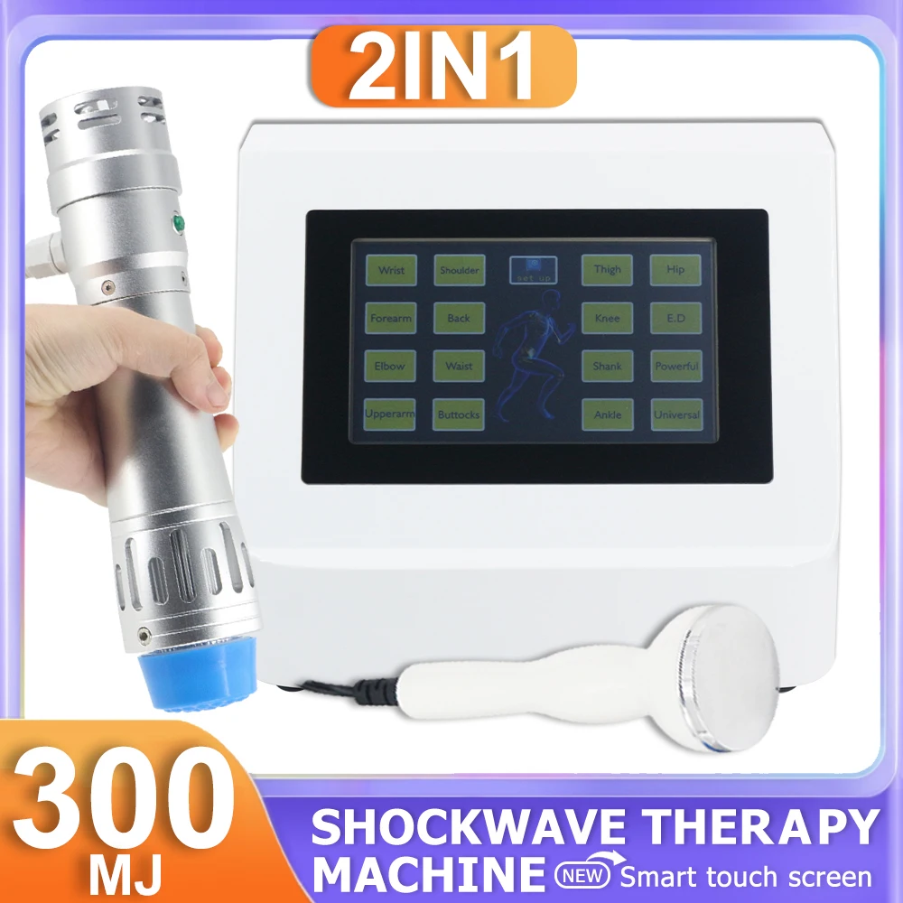 

2in1 Shockwave Therapy Machine With 7 Heads For ED Treatment Physiotherapy Pain Relife 300MJ Shock Wave Device Body Massager