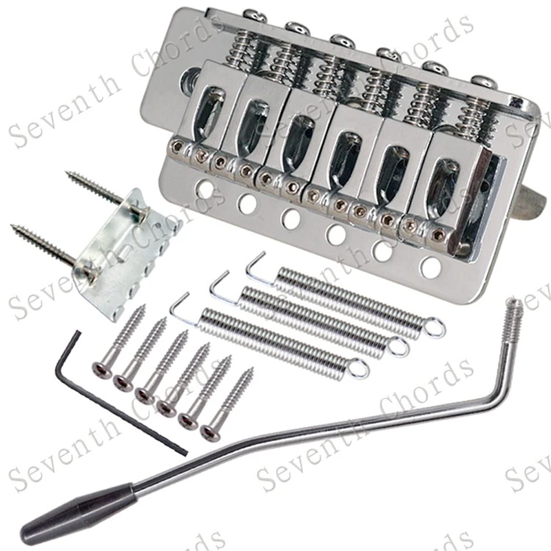 Ein Satz 6-saitiger konkaver Sattel-Tremolo-Brückensystem für E-Gitarren-Zubehörteile, Chrom, Schwarz, Kupfer, Rot zur Auswahl – Detail 3
