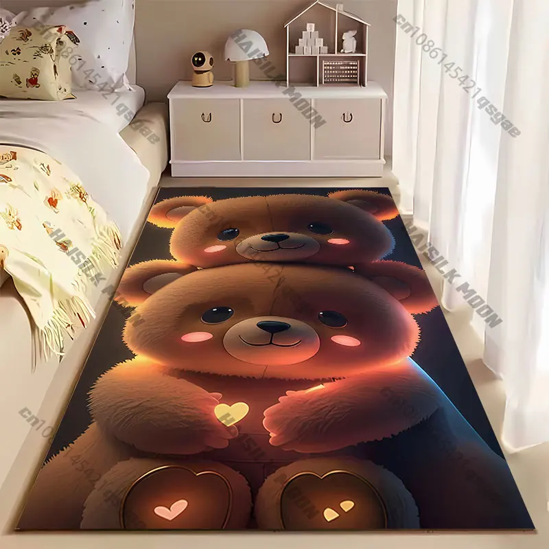 Cute teddy bears sharing love carpet Yoga living room room decor children's crawling mat doormat area rug games mat