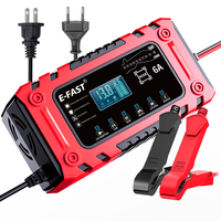 E-FAST 12V 6A Car Battery Charger Fully Automatic Pulse Repair Charging Suitable for Car Motorcycle AGM GEL WET Lead Acid