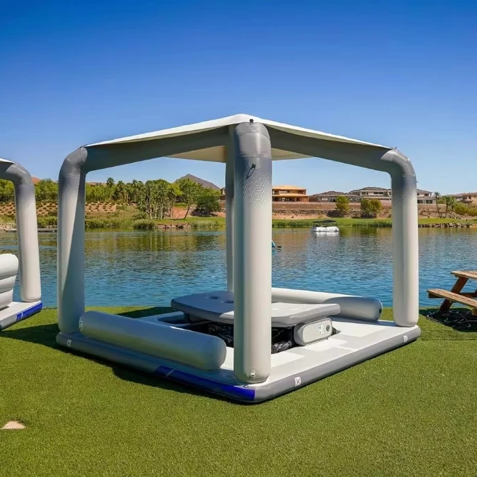 

For Water Play Equipment Park Inflatable Mat Floating Area Platform With Table Seats