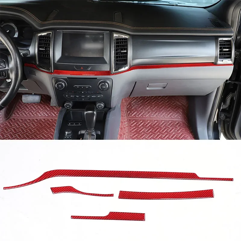 

For Ford Ranger 2015-2021 soft carbon fiber car styling car center console decorative strip sticker car interior accessories