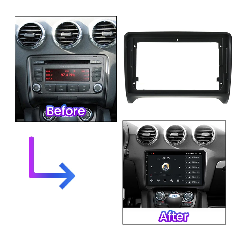 Car Radio Fascia Frame For Audi TT MK2 8J 2006 2007 2008 2009-2012 Optional Cable CAN Dash Fitting Panel Kit For 9inch radio